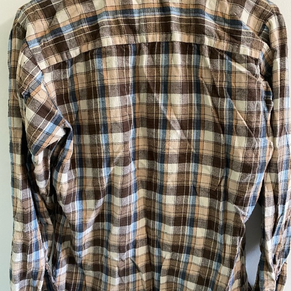 SATURDAY in CALIFORNIA flannel medium 100% cotton mens womens unisex brown blue - Picture 3 of 4